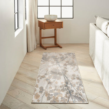 CK950 Rush CK957 Modern Abstract Distressed Hi-Low Textured Low-Profile Short-Pile Grey/Beige/Taupe/Blue Runner-Calvin Klein-Rug Love - The Most Loved Rug Store